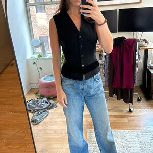 Italian Designer black vest - size small . Rare Piazza sempione